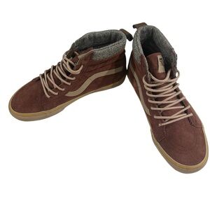 Vans Sk8 Hi Mte Dx Skate Shoes Maroon Suede Fleece Lined HighTop Sneakers M/10.5